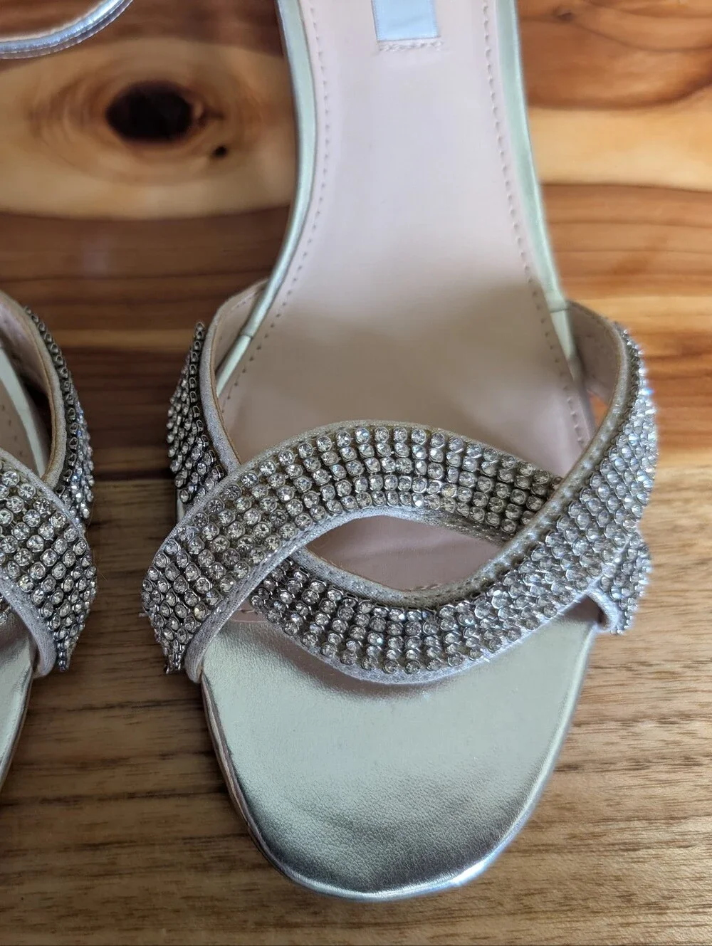Nina Silver Rhinestone Strappy Heels